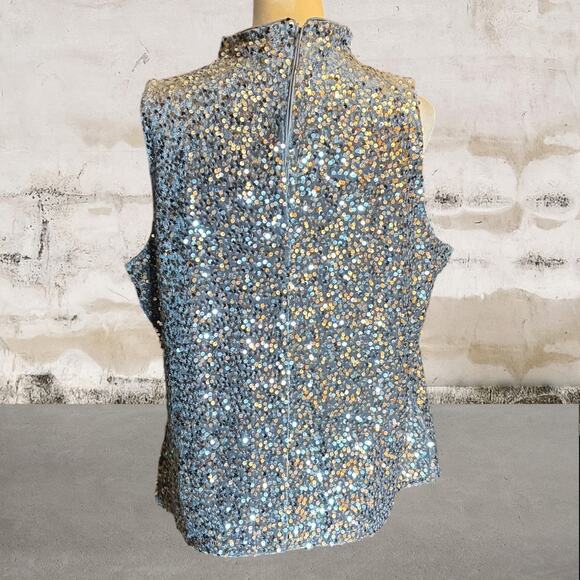 Ann Taylor Sequin Sleeveless Mock Neck Top Size XL - Picture 5 of 7